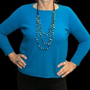 Turquoise wool cashmere blend sweater EUC size S/M